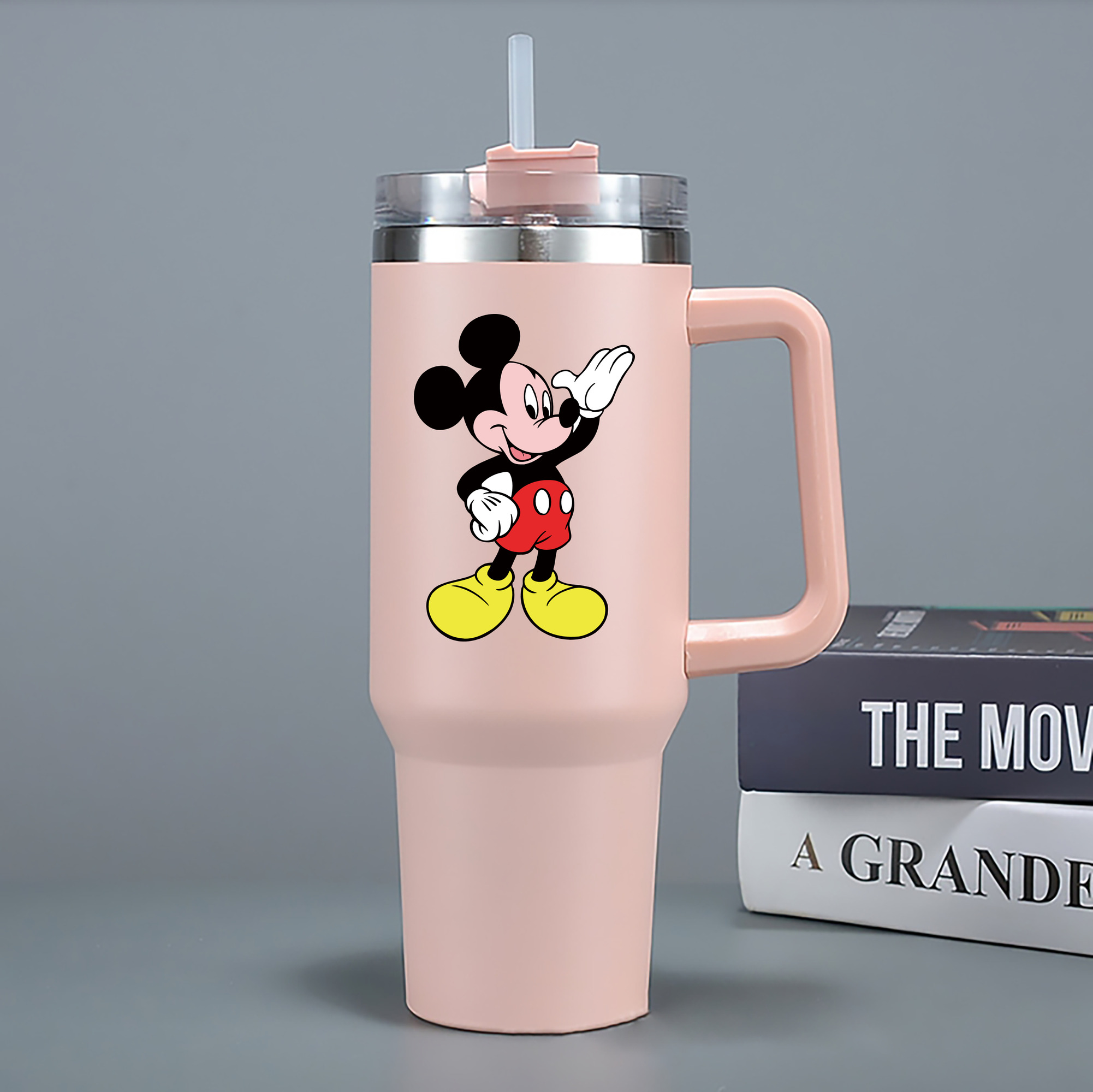 （画像用） ミッキーマウス Mickey Mouse 1200mL車用タンブラー - クリスタルステッカー（プラスチックストロー付き）